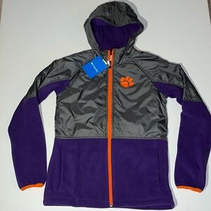 Clemson Tigers  youth boys L 14/16 Columbia jacket hood fleece full zip purple